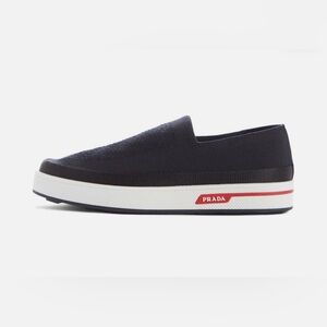 Prada Black Knit Stretch Slip-On Sneakers EU 37.5 / US 7.5